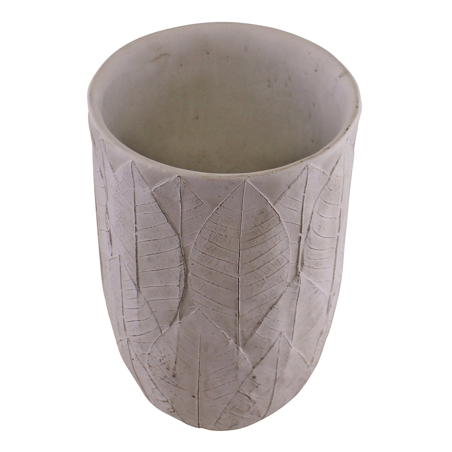 Embossed Cement Leaf Vase - 21.5cm