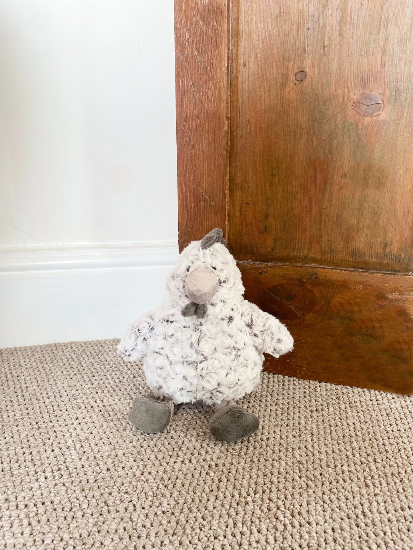 Fluffy Grey Chicken Door stop - 24cm