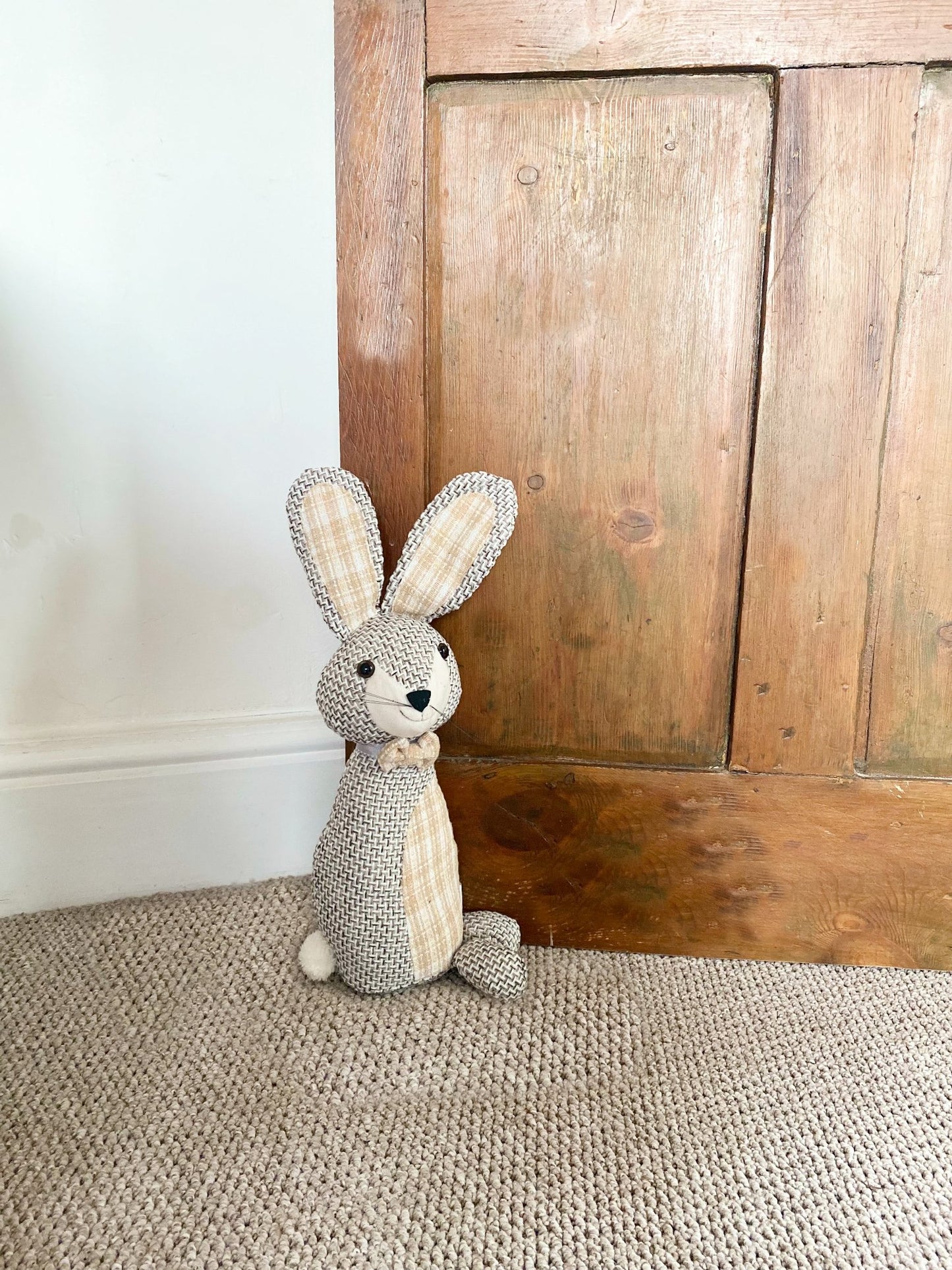 Grey Fabric Rabbit Door Stop - 44cm