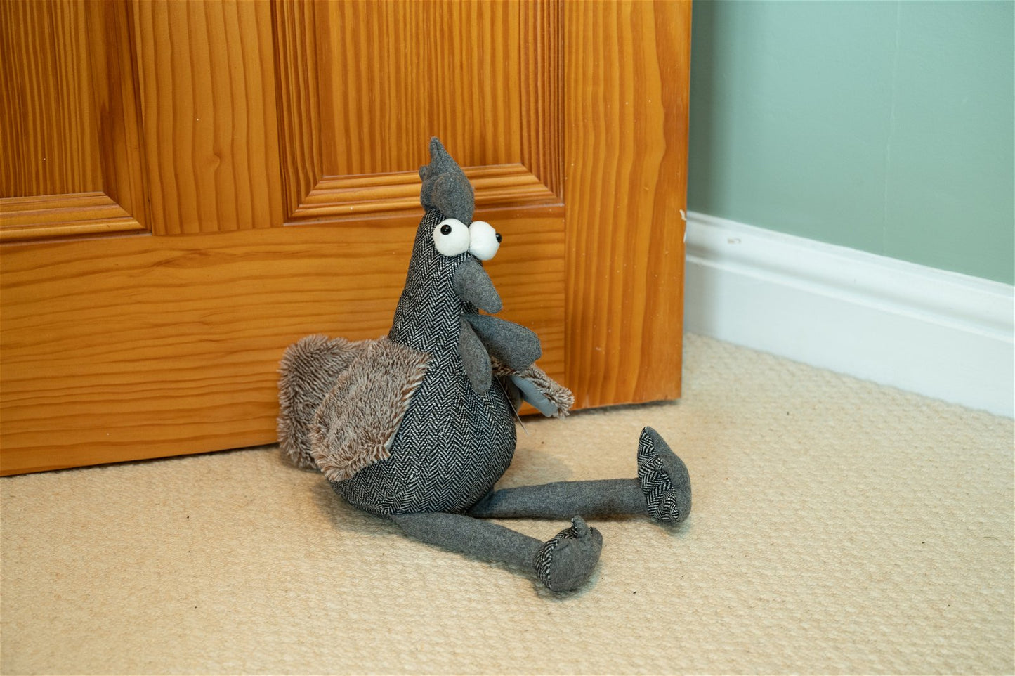 Grey Chicken Fabric Doorstop - 36cm