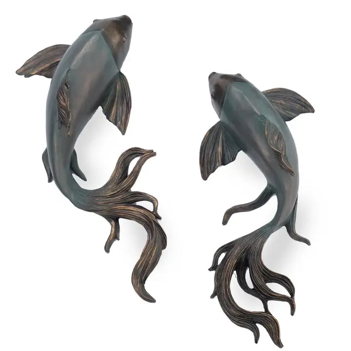 Bronze Fish Wall Art (Pair of Medium and Small) - 33 cm & 36cm