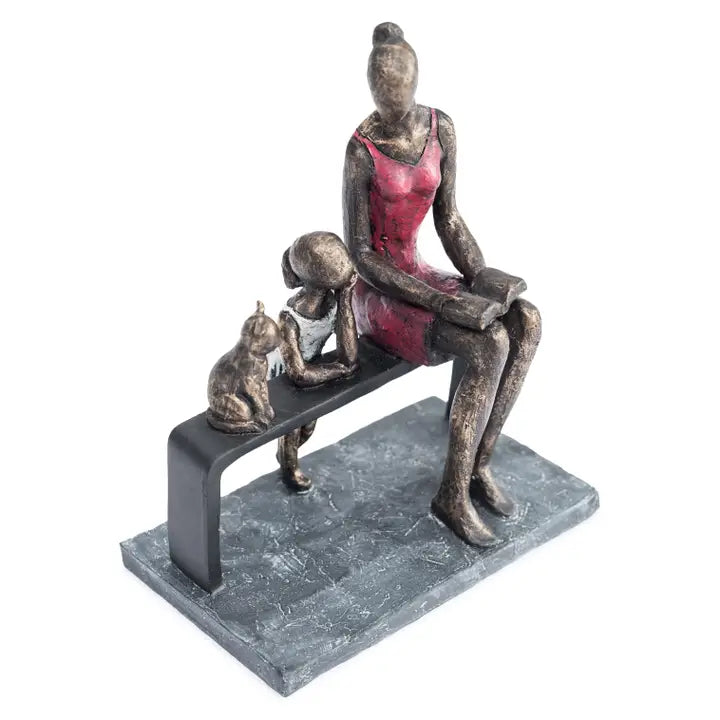 Mother & Daughter with Cat - 23cm