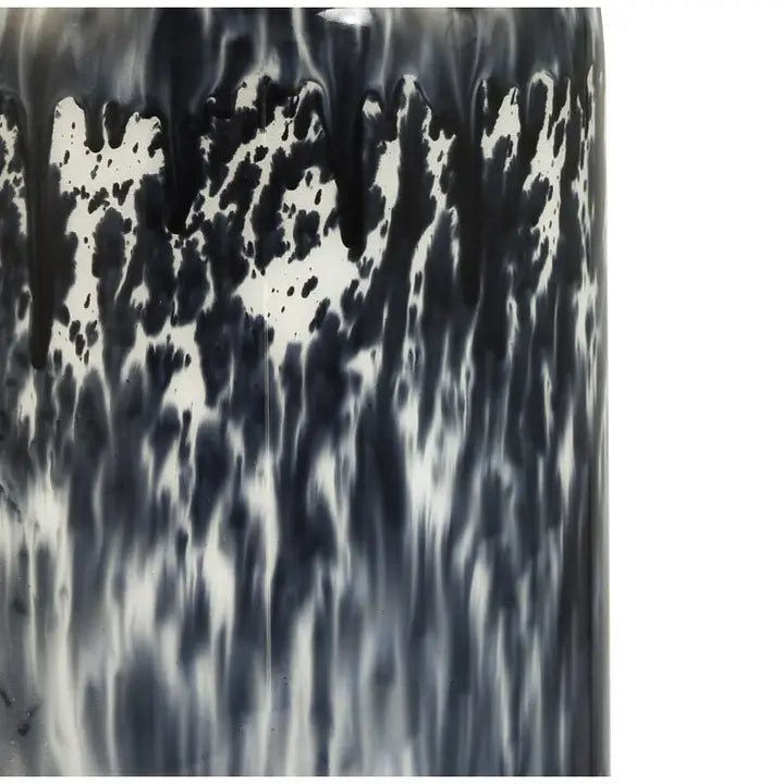 Modern Navy Blue and Smoked Grey Marble Snowflake Glass Table Lamp with Shade - 46cm
