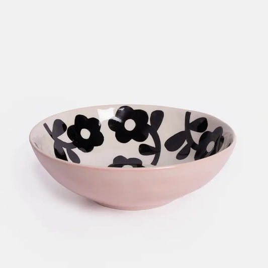 Monochrome Flower Shallow Bowl by Caroline Gardner - Set of 4
