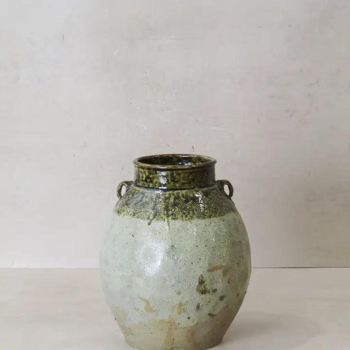 Vintage Glazed Yunnan Pot Leaf Green - 25cm
