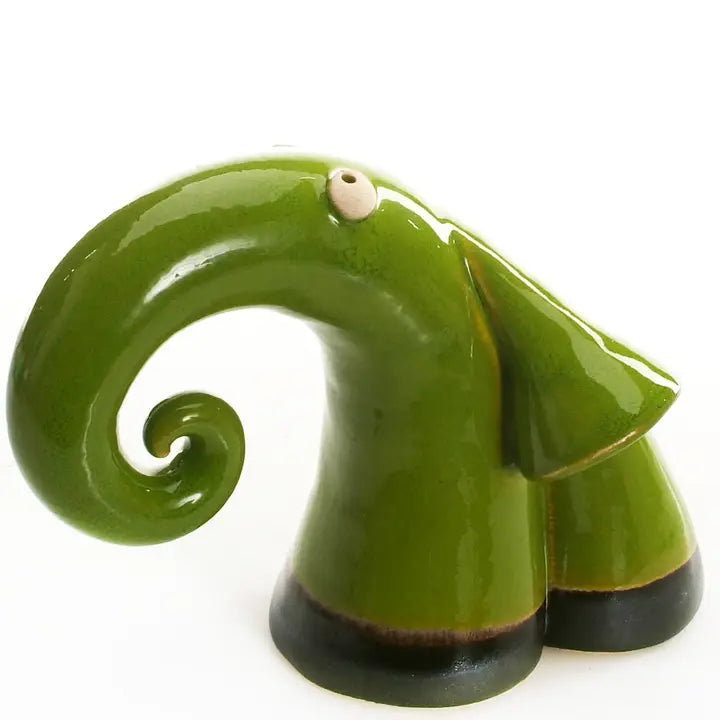 Elephant Ceramic Figurine in Olive-- 16cm