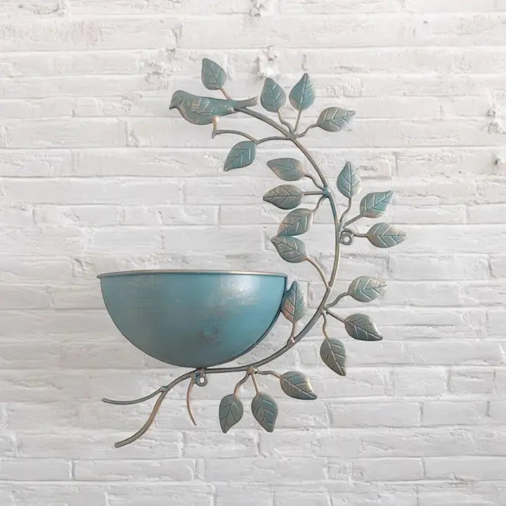 Blue Metal Wall Garden Planter - 42cm