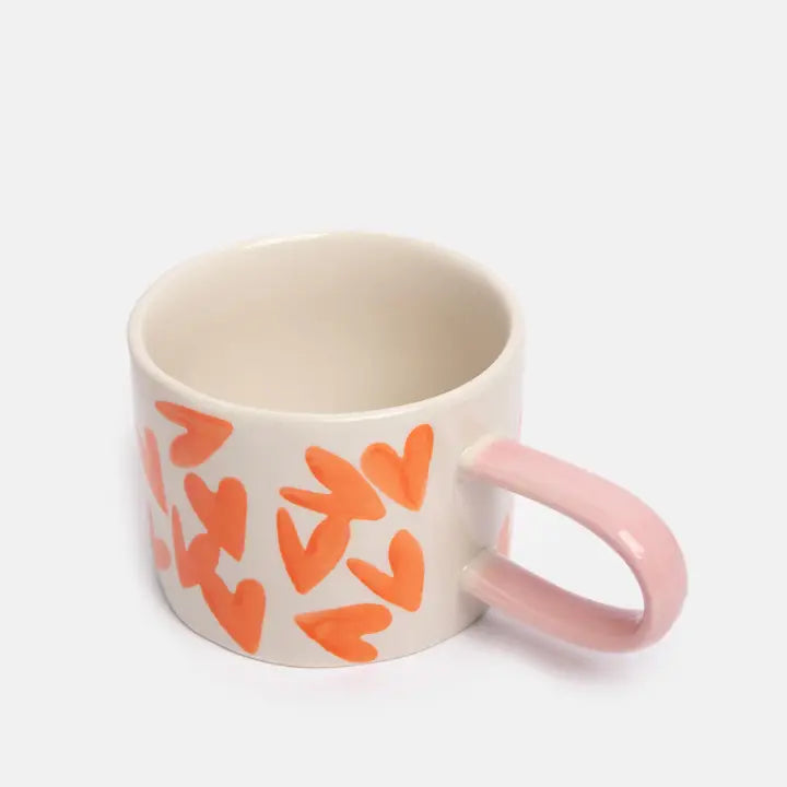Red Magnet Hearts Ceramic Mug by Caroline Gardner - Set of 4 - 14.5cm