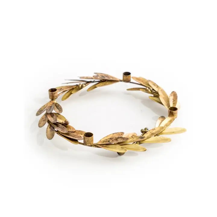 Antique Gold Olive Branch Candle Holder