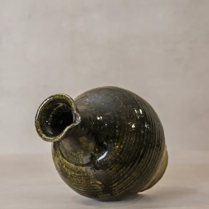 Glazed Bottle Vase Dark Olive Green - 30cm