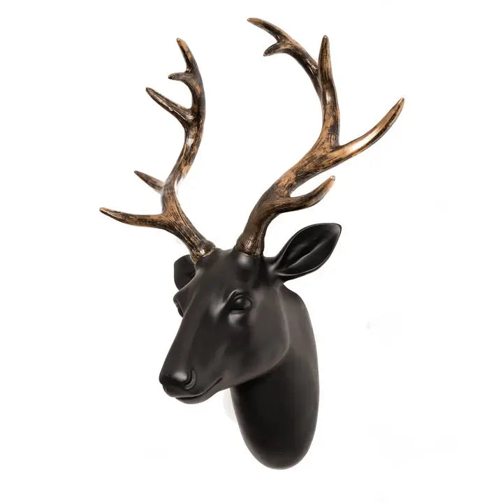 Black and Gold Stag Head - 43cm