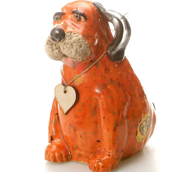 Puppy Dog Ceramic Figurine in Copper - 16cm