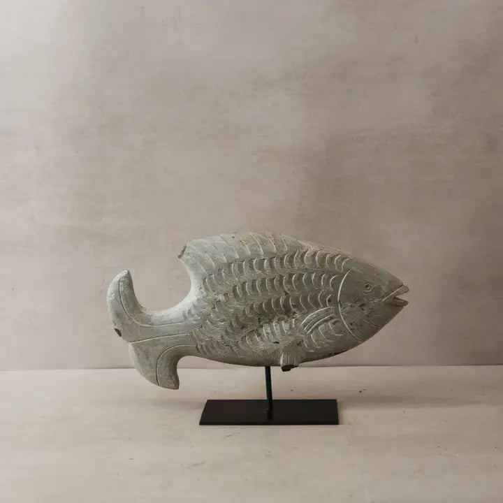 Stone Fish Sculpture - 34cm