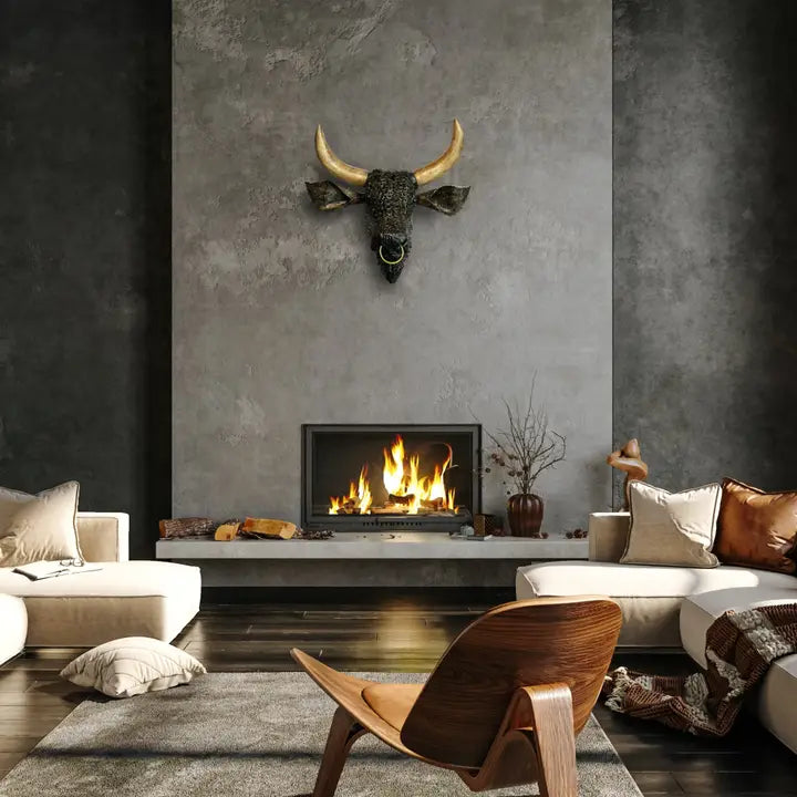 Urban Steel Bulls Head Wall Hanging - 40cm