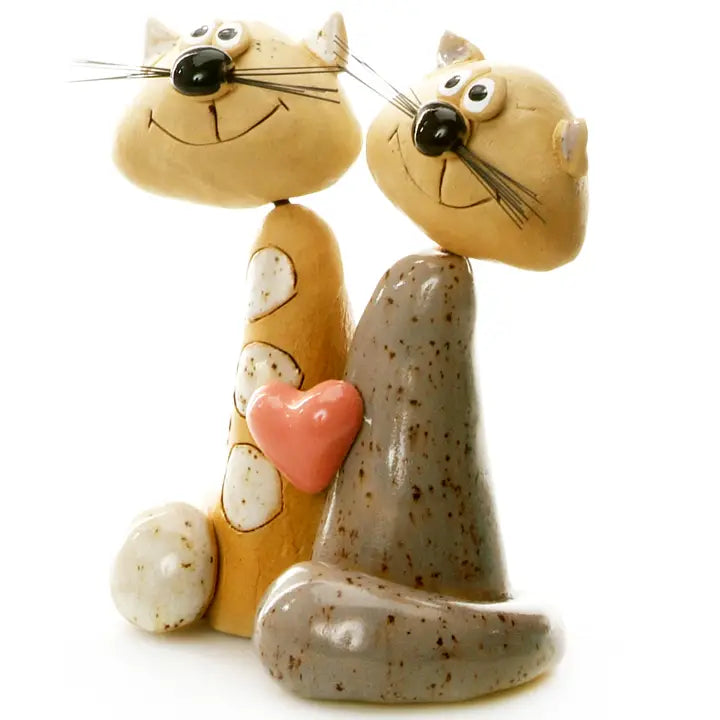 Handcrafted Ceramic Magical Cat Couple - 5cm
