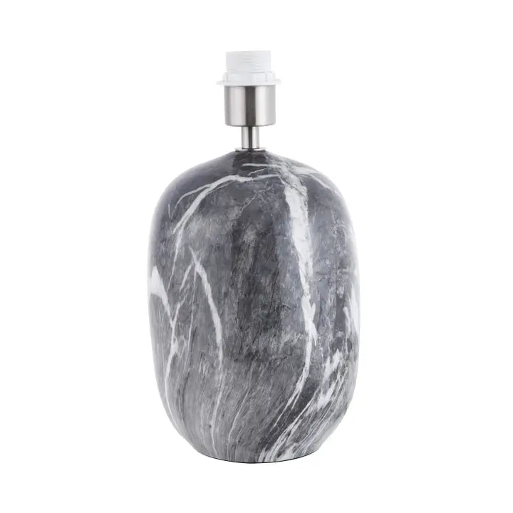 Marble Effect Ceramic Table Lamp Base with Gloss Glazing and Satin Nickel Trim - 38cm