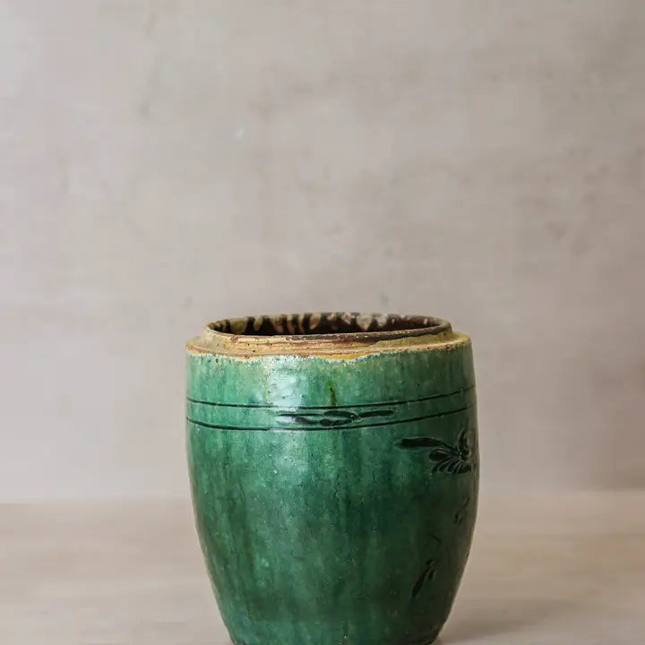 Vintage Emerald Green Pot - 21cm