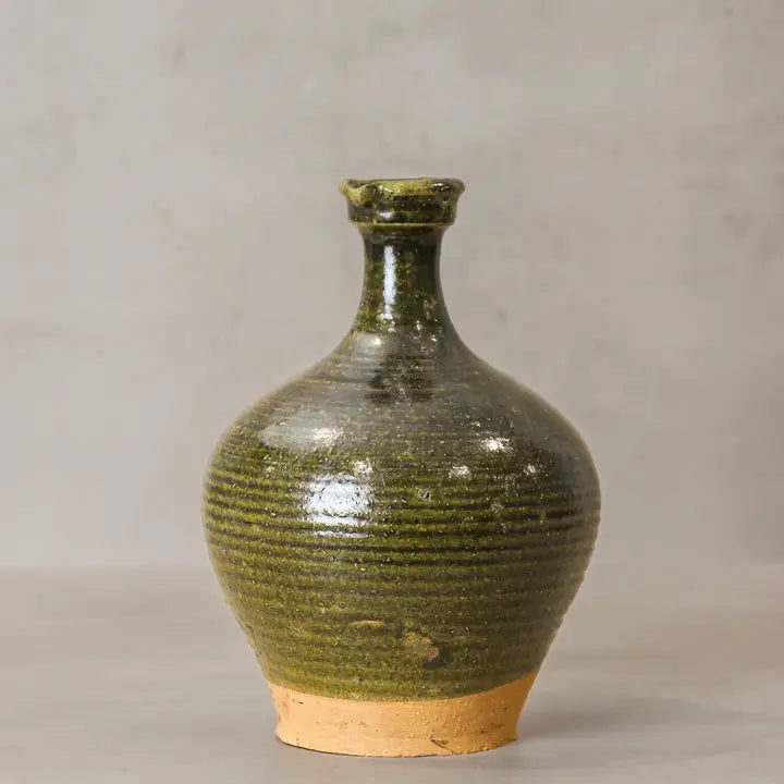 Glazed Bottle Vase Olive Green - 28cm