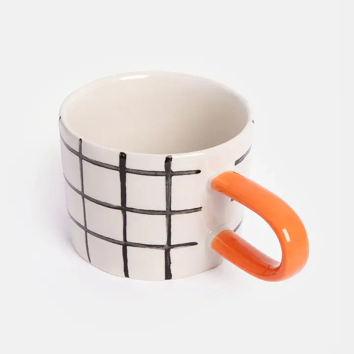 Mono Grid Mug by Caroline Gardner - Set of 4 - 14.5cm