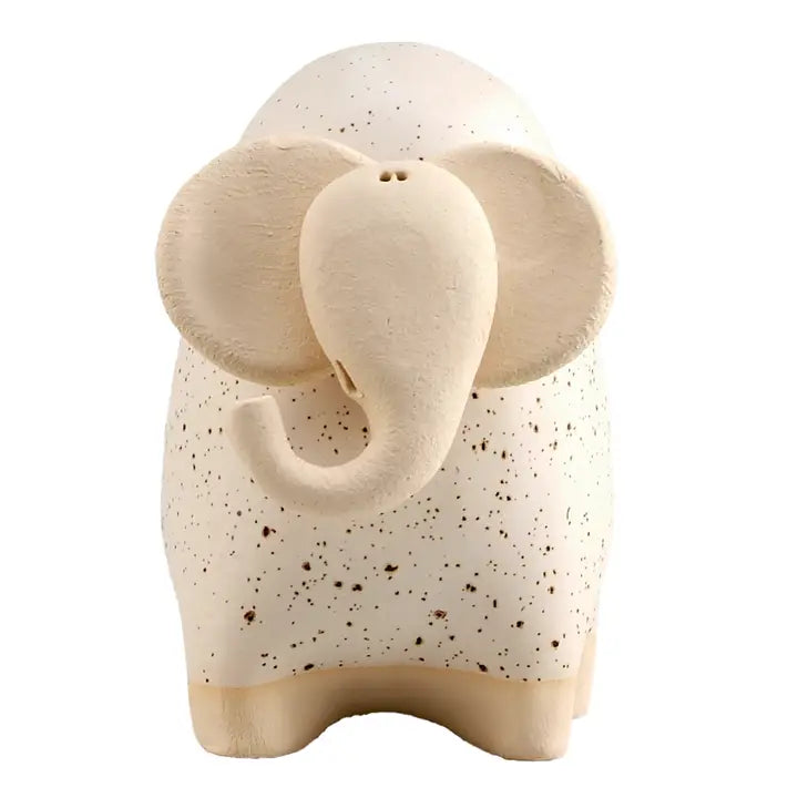 Chubby Elephant Ceramic Figurine in White - 11cm