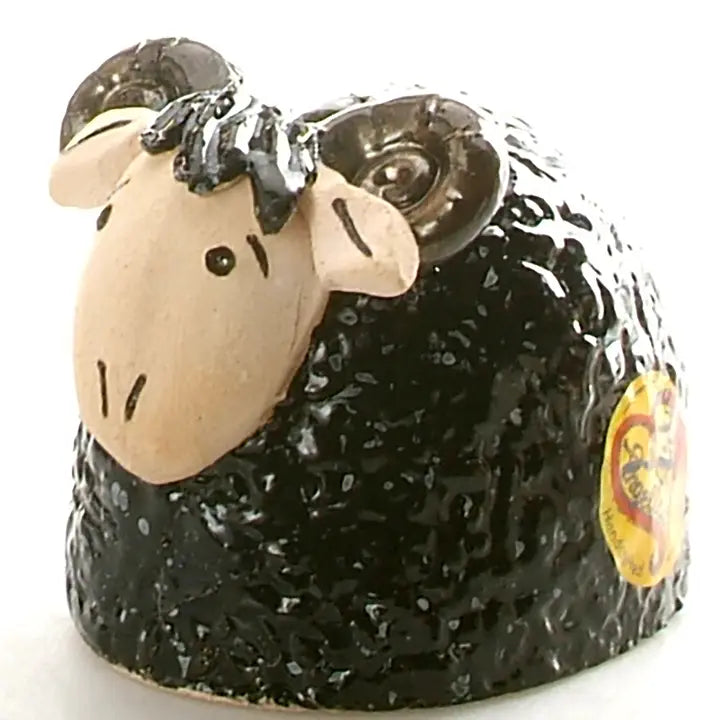Handmade Wolly Ram Ceramic Figurine in Black - 12cm