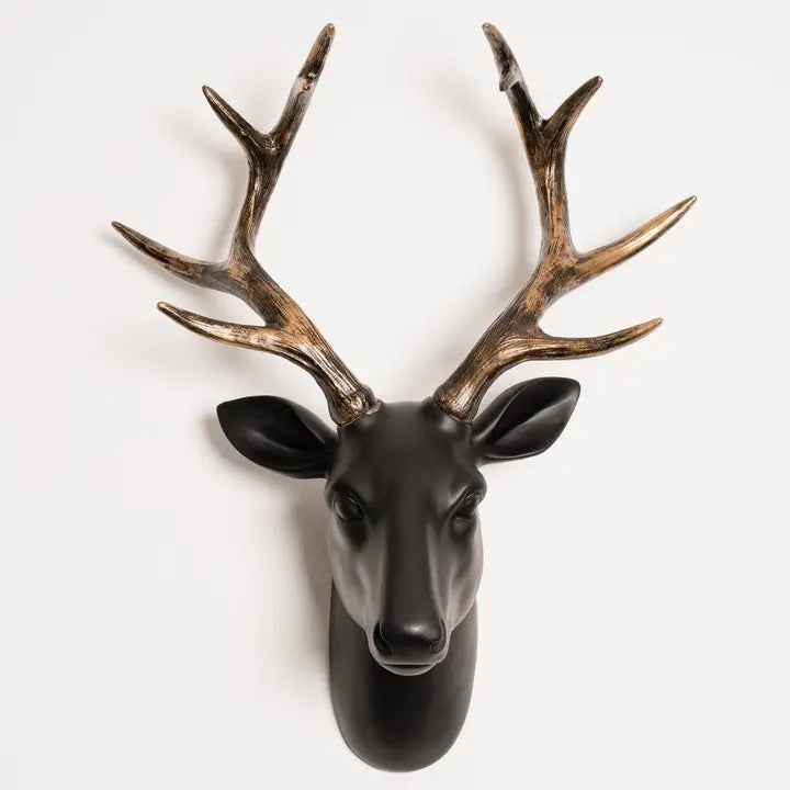 Black and Gold Stag Head - 43cm