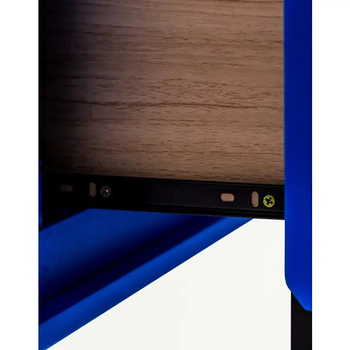 Blue Block Solid Wood Single Drawer Bedside Table - 54.5cm