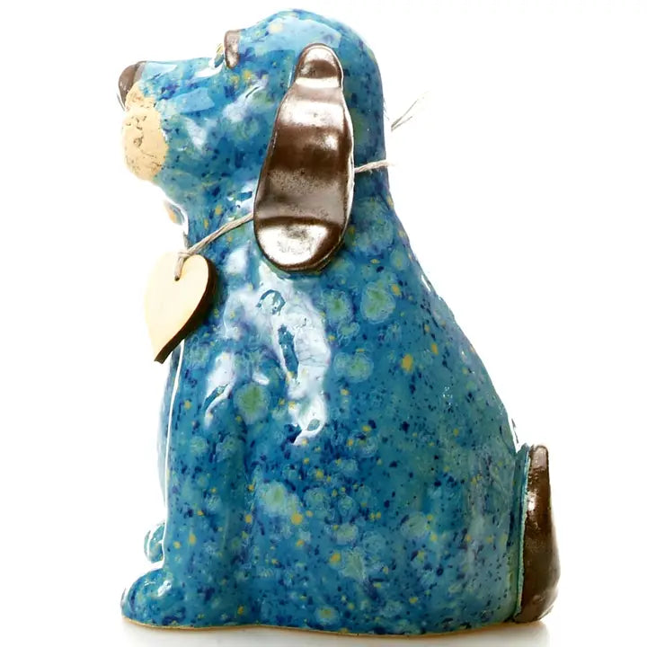 Puppy Dog Ceramic Figurine in Blue - 16cm