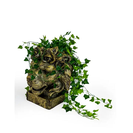 Large Antique Gold Effect Lion Head Planter 43cm