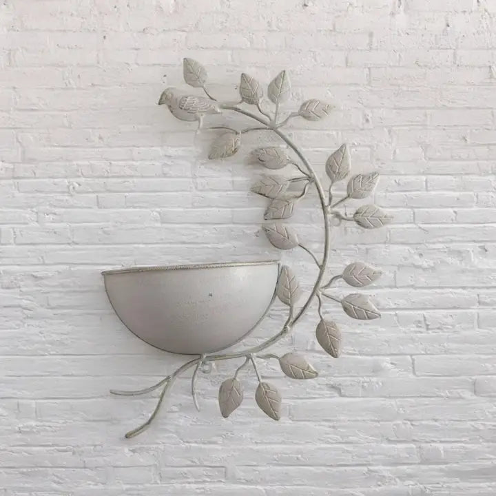 Cream Metal Wall Garden Planter - 42cm