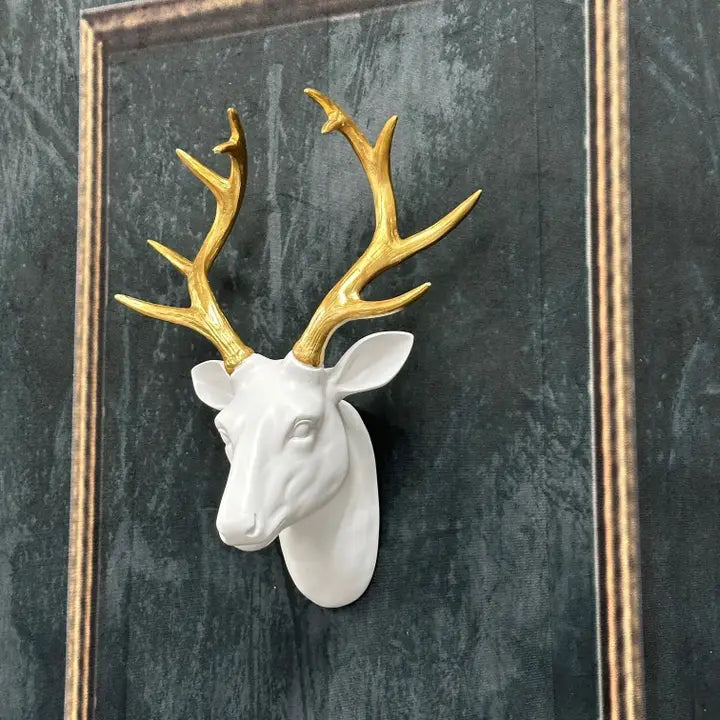 White and Gold Stag Head - 43cm