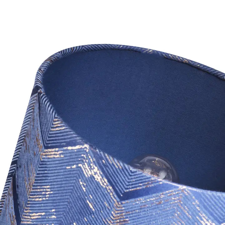Contemporary Midnight Blue Drum Lamp Shade with Gold and Silver Metallic - 10"