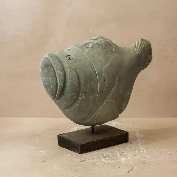 Stone Fish Sculpture - 34cm