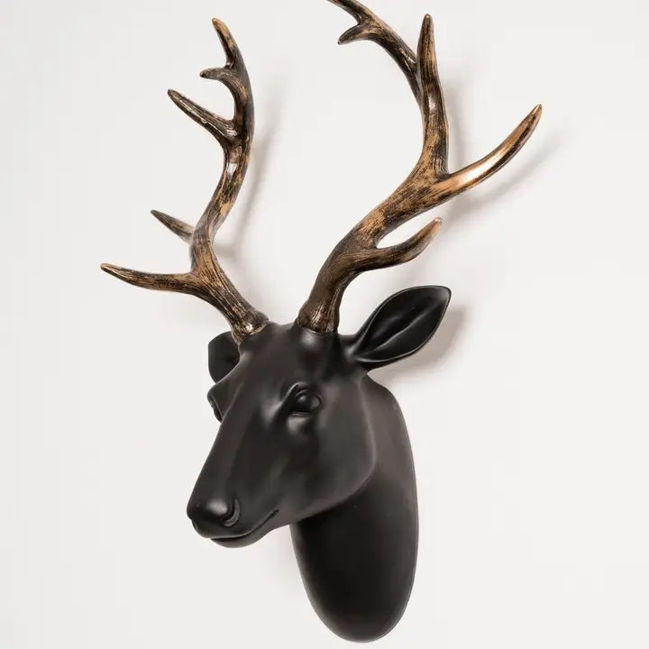 Black and Gold Stag Head - 43cm