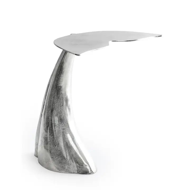 Raw Nickel Whale Tail Side Table - 55cm