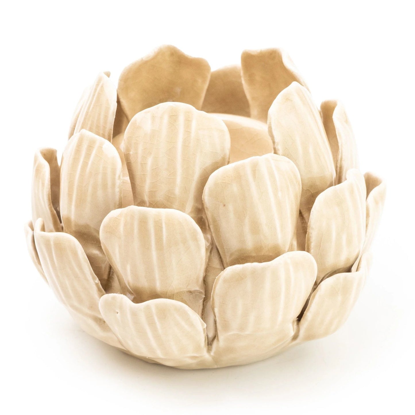 Ceramic Cream Artichoke Tealight Holder 13cm