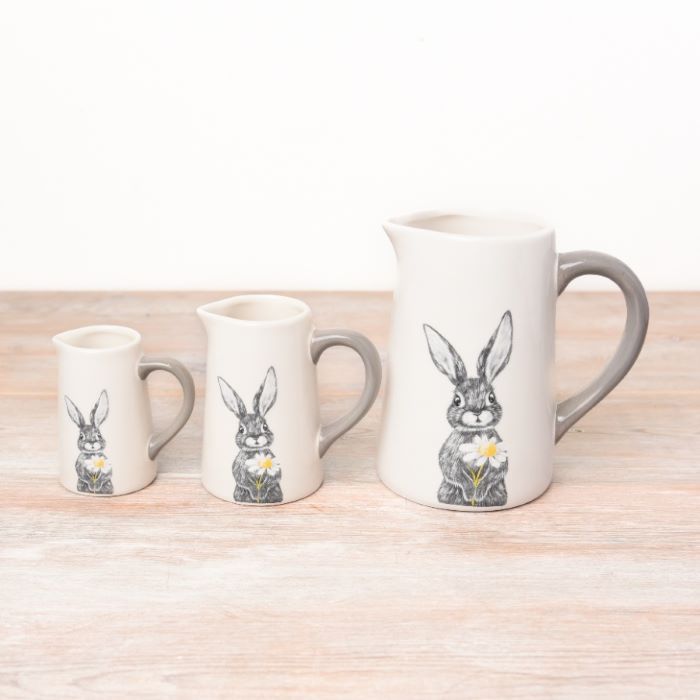 Ceramic Grey Bunny Jug/Vase 15cm