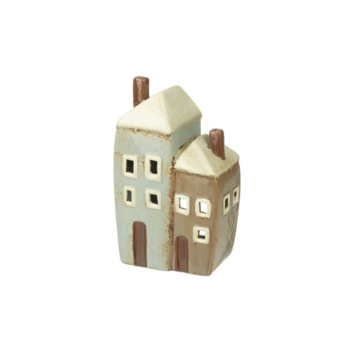 Ceramic Houses Ornament, Tealight Holder - 18.5cm