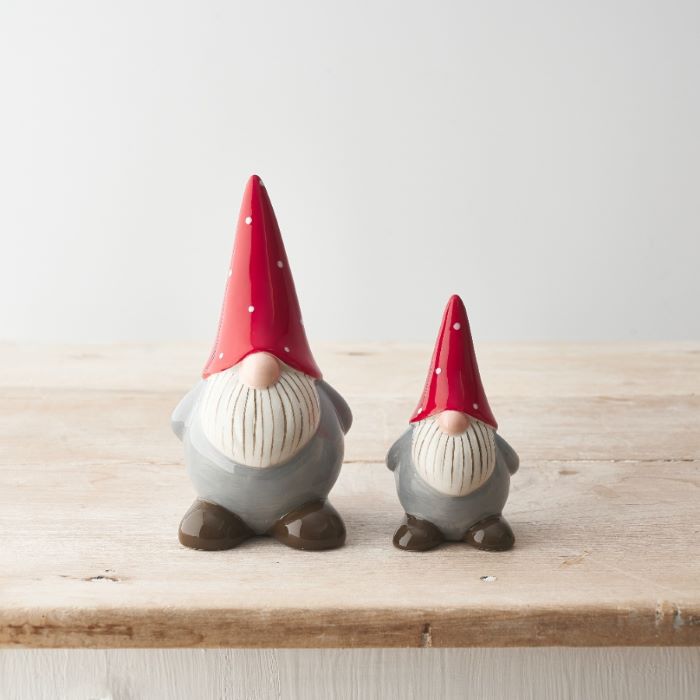 Ceramic Polka Dot Standing Gonk With a Red Hat 11cm