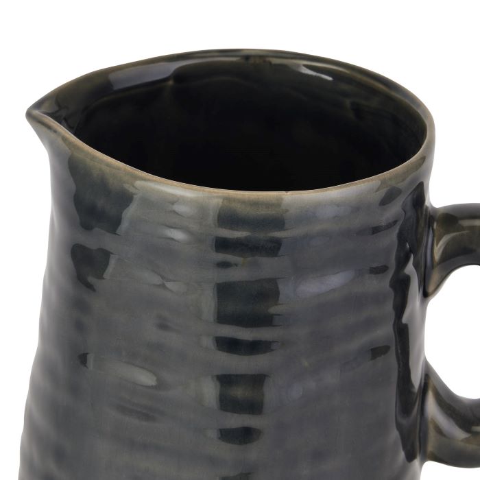 Glazed Ceramic Stoneware Vase, Navy Jug Vase - 25cm