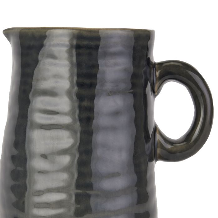 Glazed Ceramic Stoneware Vase, Navy Jug Vase - 25cm