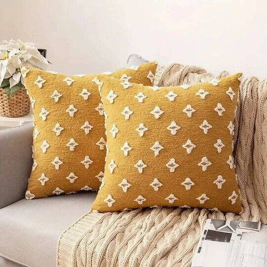 Mustard Yellow Boho Cushion Cover 18" Cotton