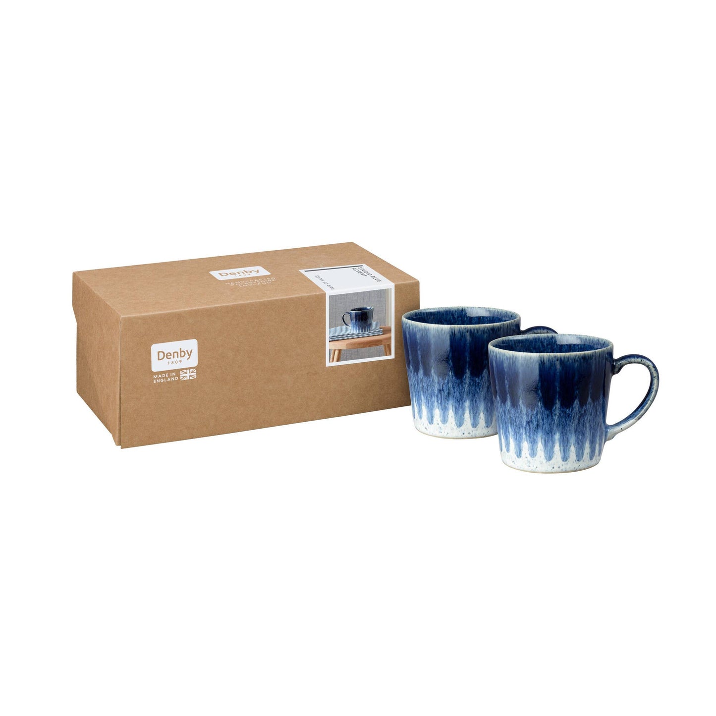 DENBY STONEWARE STUDIO BLUE ACCENT SET OF 2 MUGS - 400ml