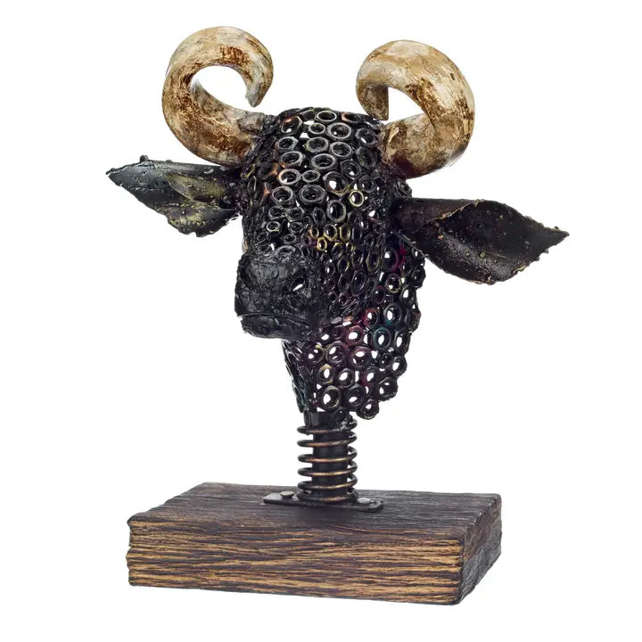 Urban Steel Bulls Head - Stand - 35cm