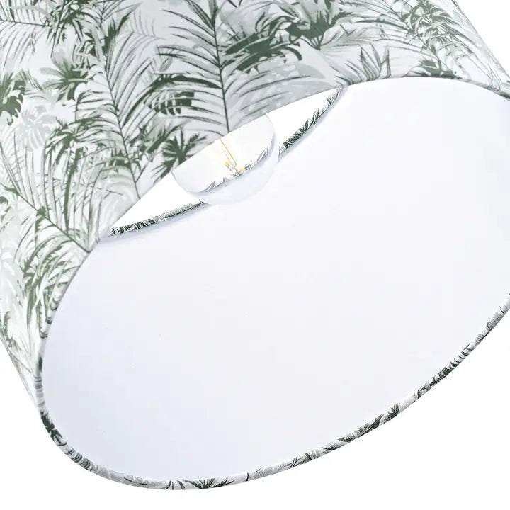 Stylish Forest Green Palm Tree Decorated 12" Linen Fabric Lamp Shade
