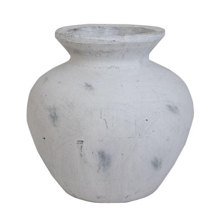 Darcy Antique White Stone Vase - 30cm