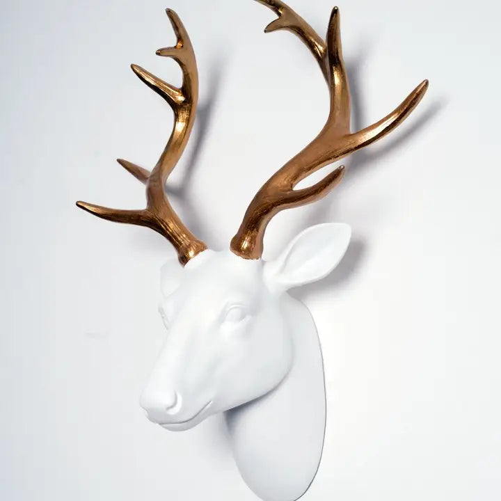 White and Gold Stag Head - 43cm