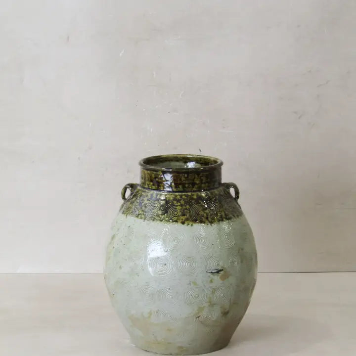 Vintage Glazed Yunnan Pot Leaf Green - 25cm