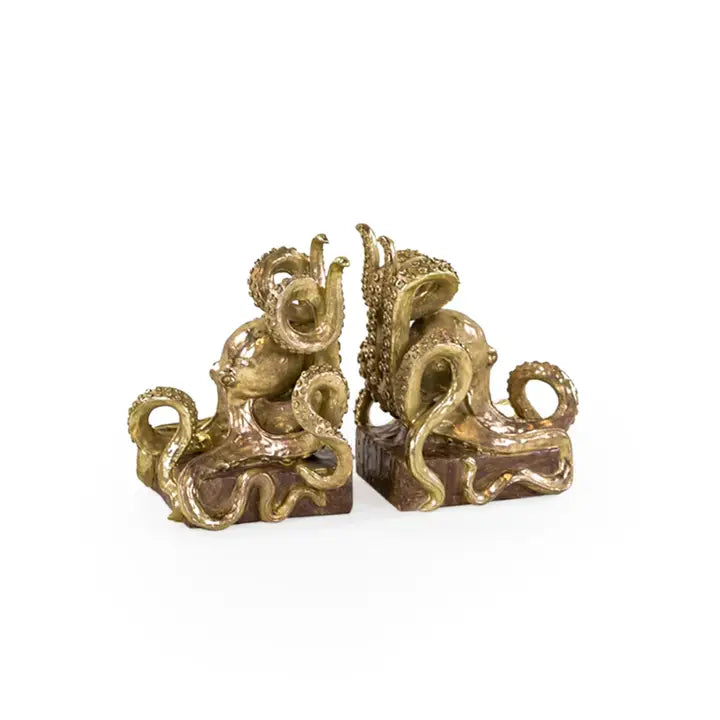 Gold Octopus Pair of Bookends 20cm