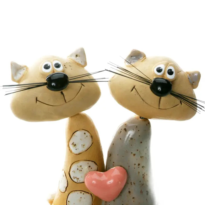 Handcrafted Ceramic Magical Cat Couple - 5cm